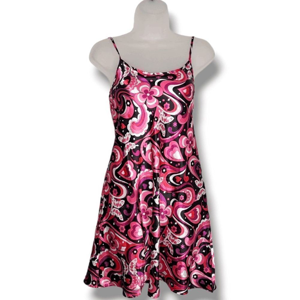 Alexander Del Rossa Retro Butterfly Satin Nightgown size Small